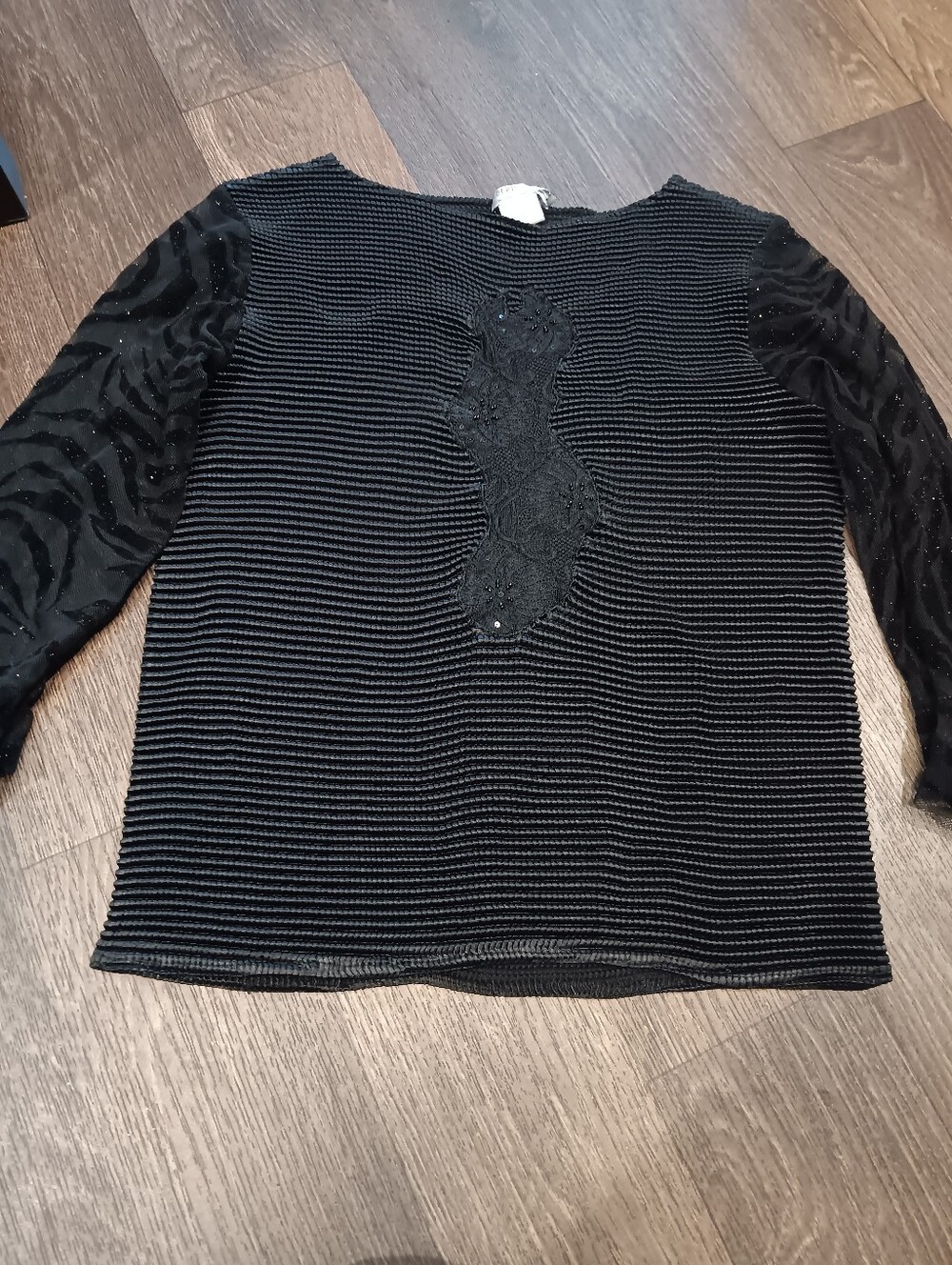 Alberto Makali Black Embellished Long Sleeve Blouse Y2k Style Sz M Cute - Picture 2 of 5